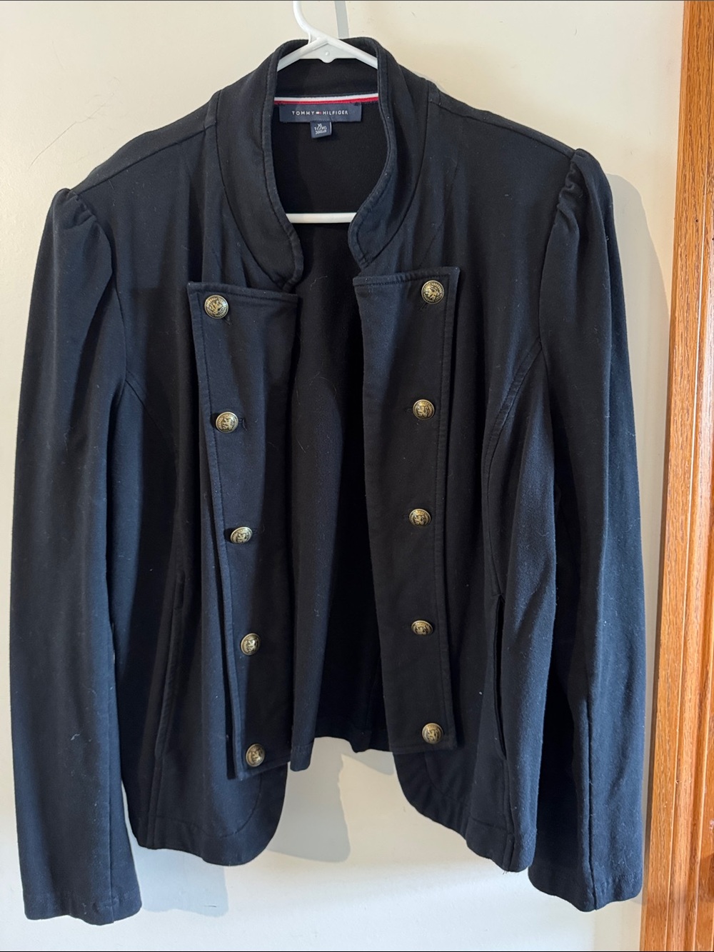 Tommy Hilfiger Black Military-Style Blazer with Gold Buttons